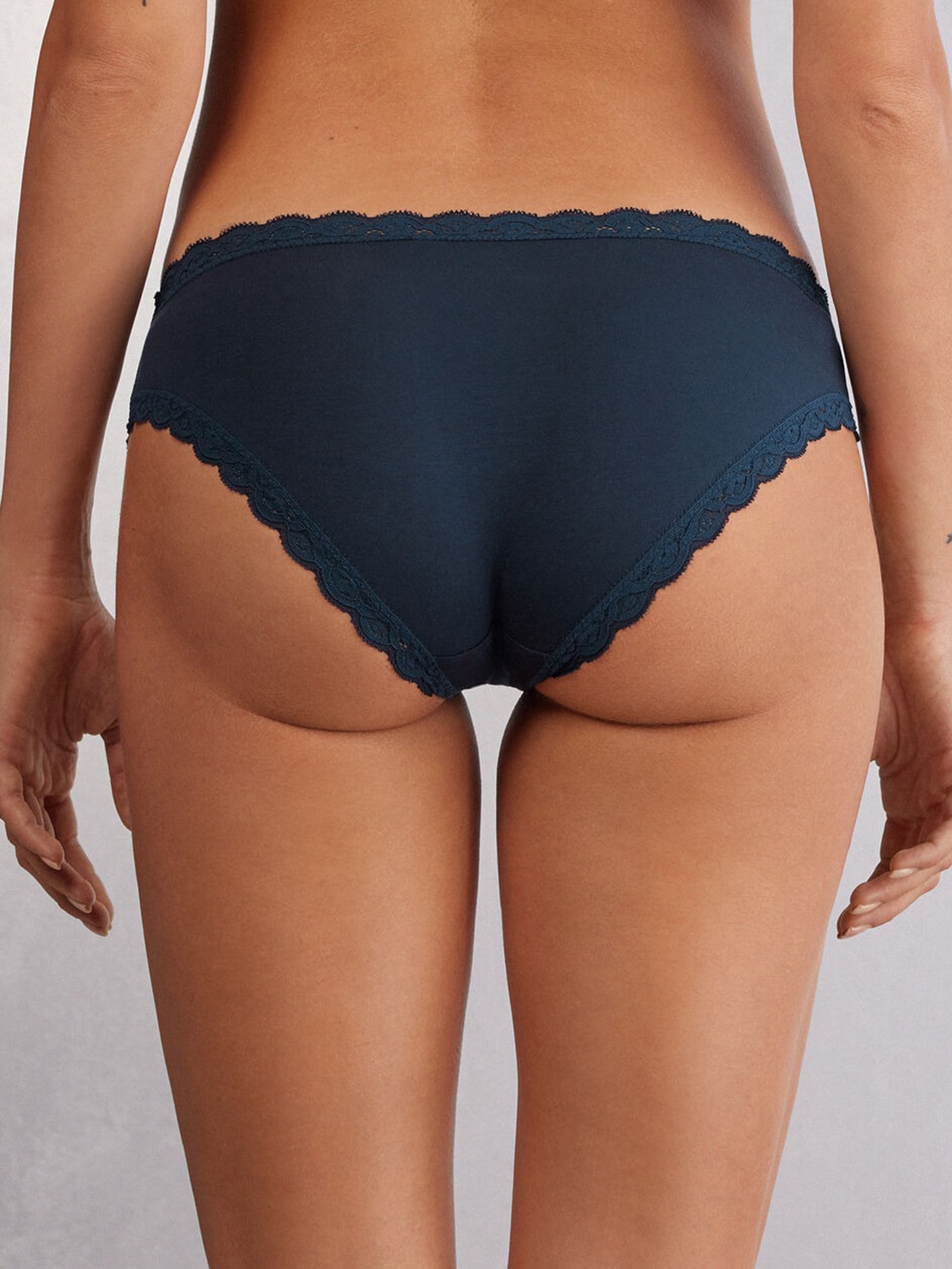 Calcinha Em Algodão e Renda Azul Intimissimi