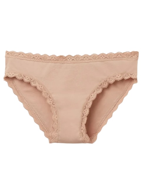Calcinha Em Algodão e Renda – Bege