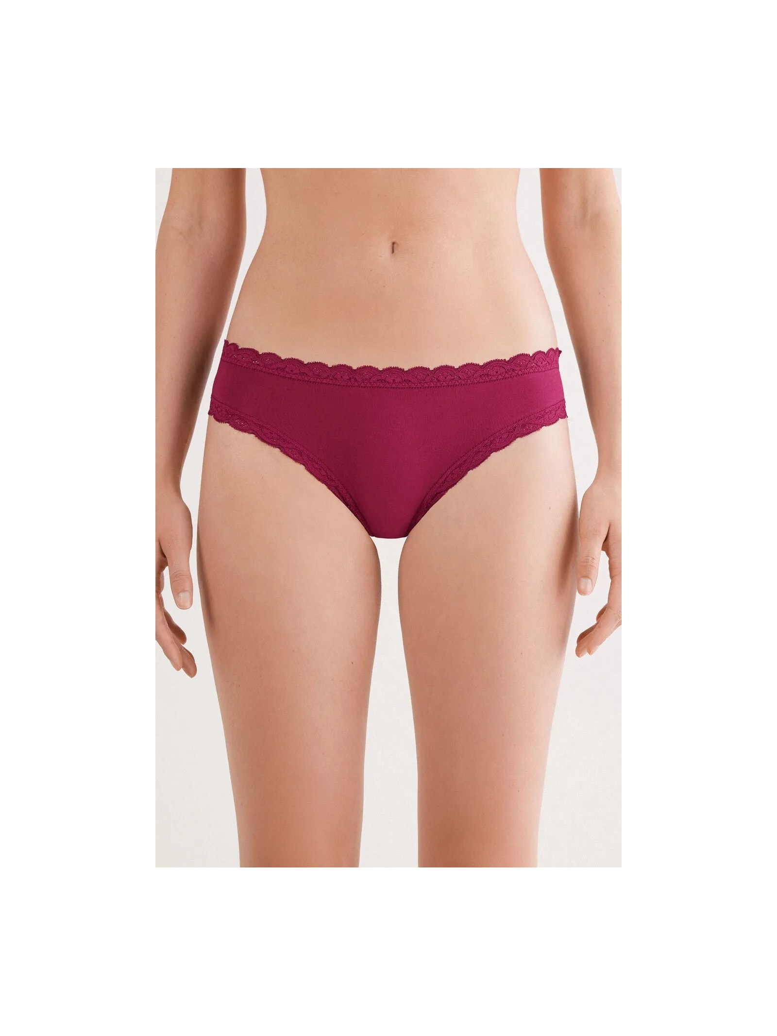 Calcinha Em Algodão e Renda Bordô Intimissimi