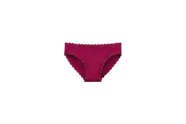 Calcinha Em Algodão e Renda - Bordô