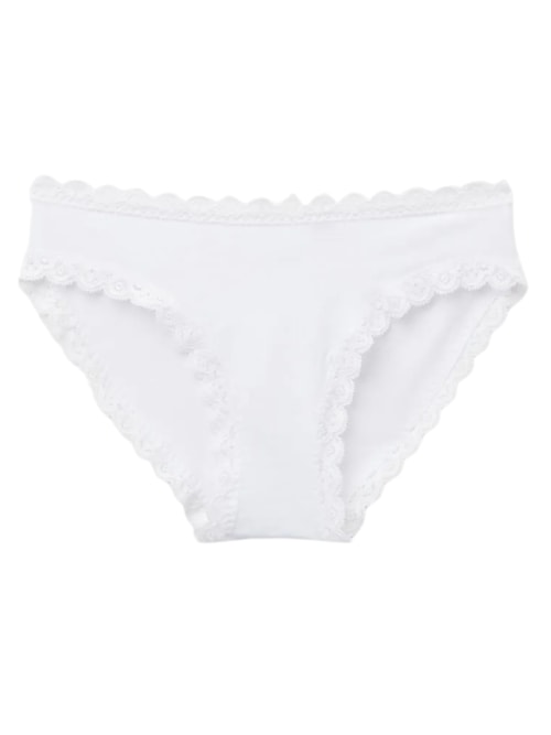 Calcinha Em Algodão e Renda – Branco