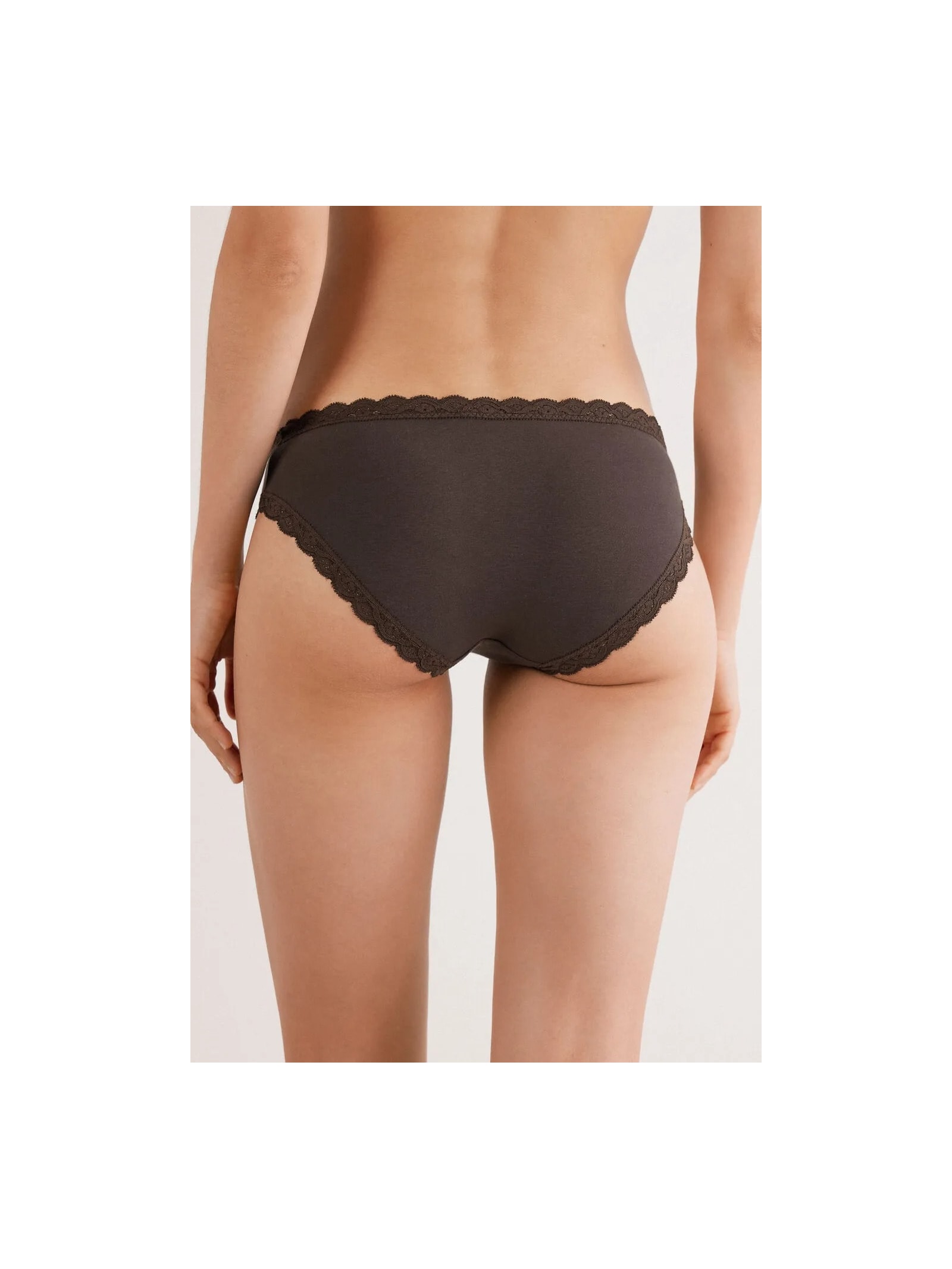Calcinha Em Algodão e Renda Marrom Intimissimi