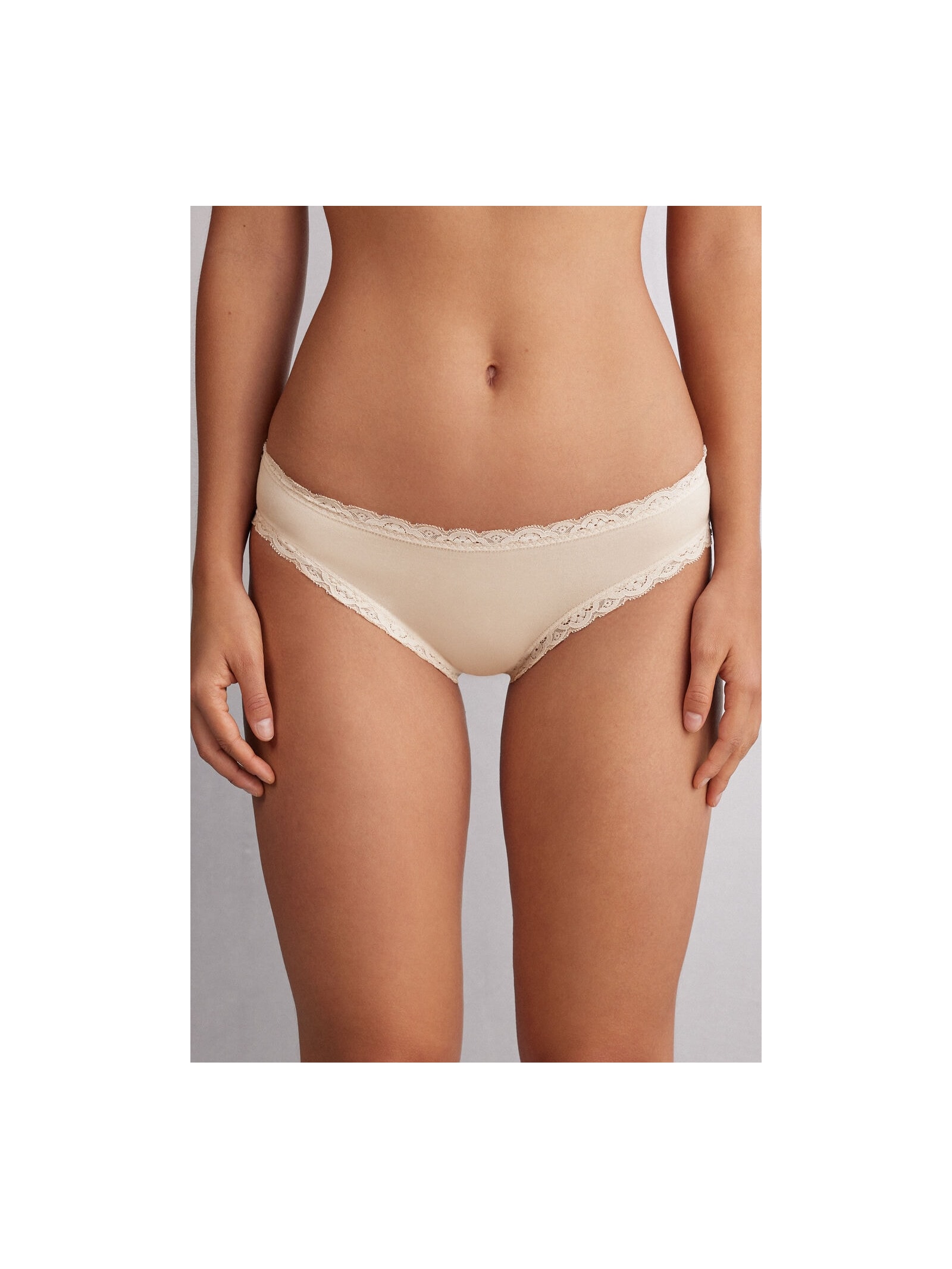 Calcinha Em Algodão e Renda Off-White Intimissimi