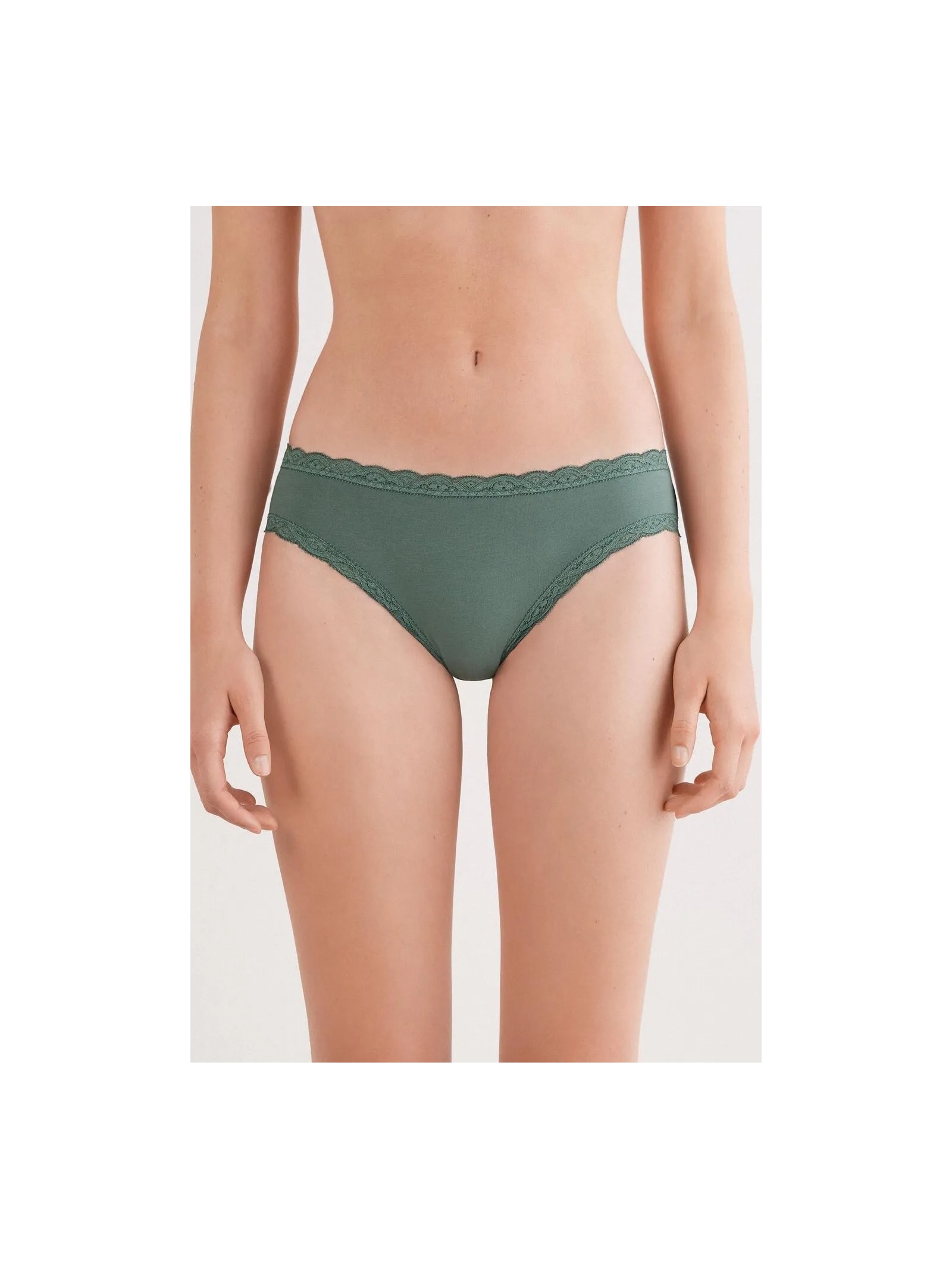 Calcinha Em Algodão e Renda Verde Intimissimi