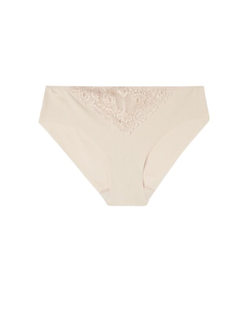 Calcinha Em Algodão Slip Corte à Laser Pretty Flowers - Bege