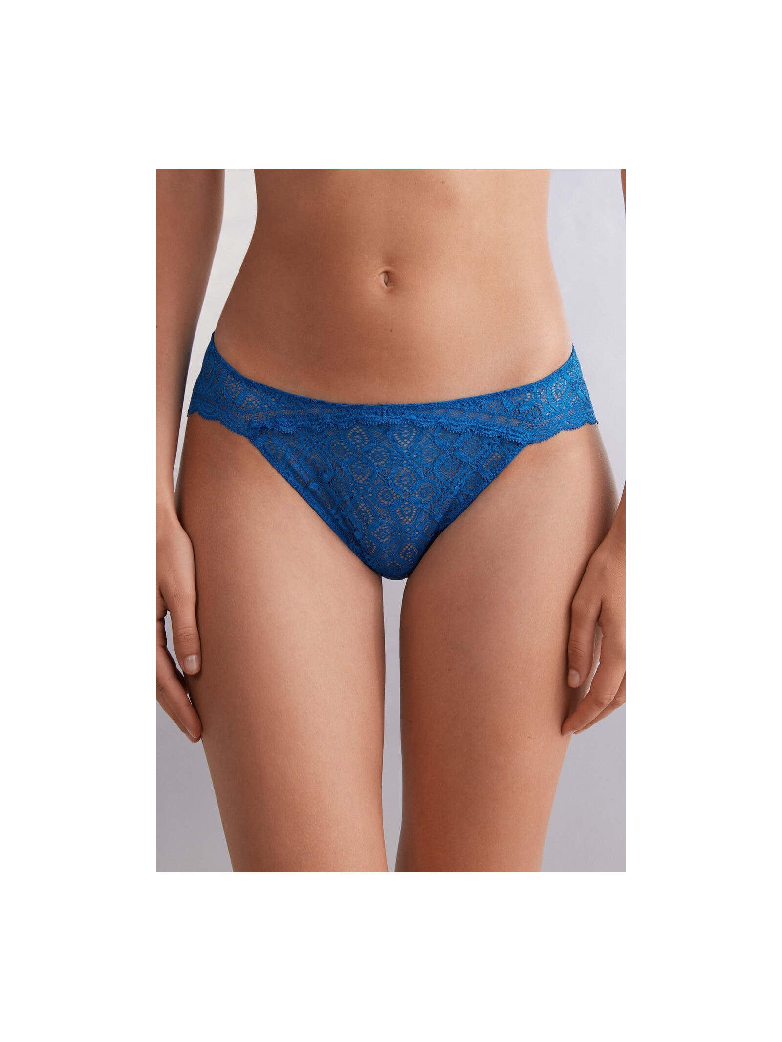 Calcinha Em Renda Cintura Baixa Azul Intimissimi