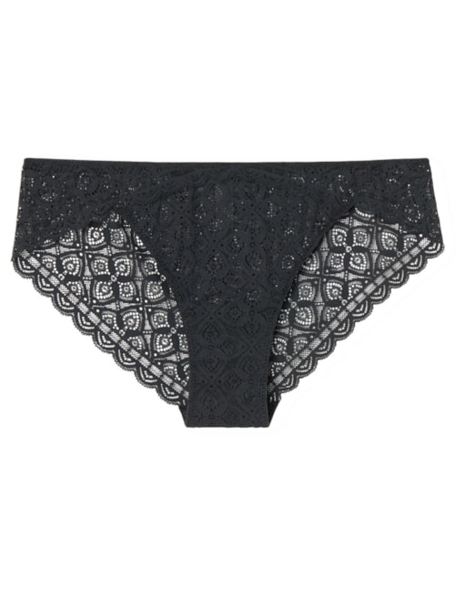 Calcinha Em Renda Cintura Baixa - Preto
