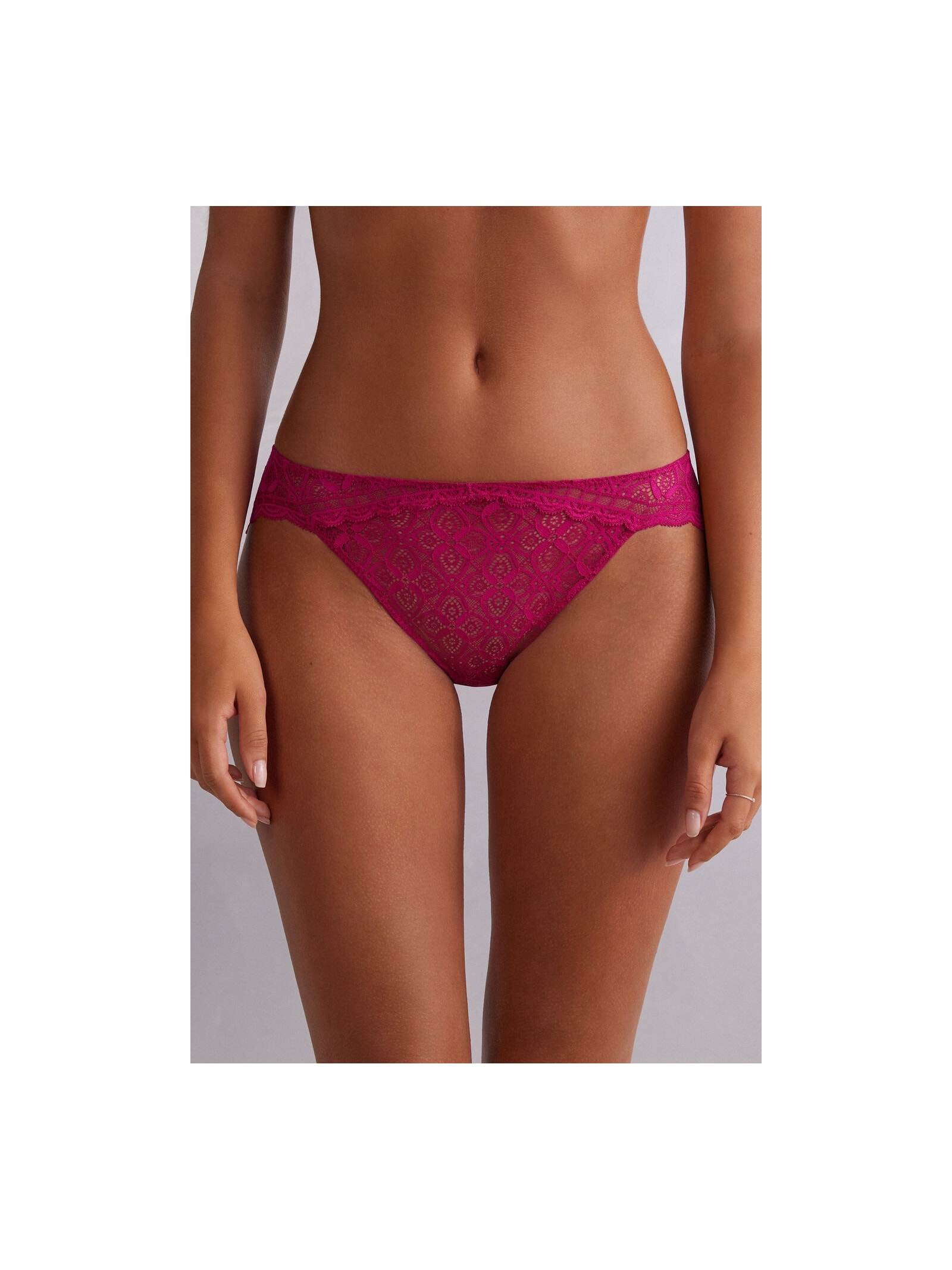 Calcinha Em Renda Cintura Baixa Rosa Intimissimi