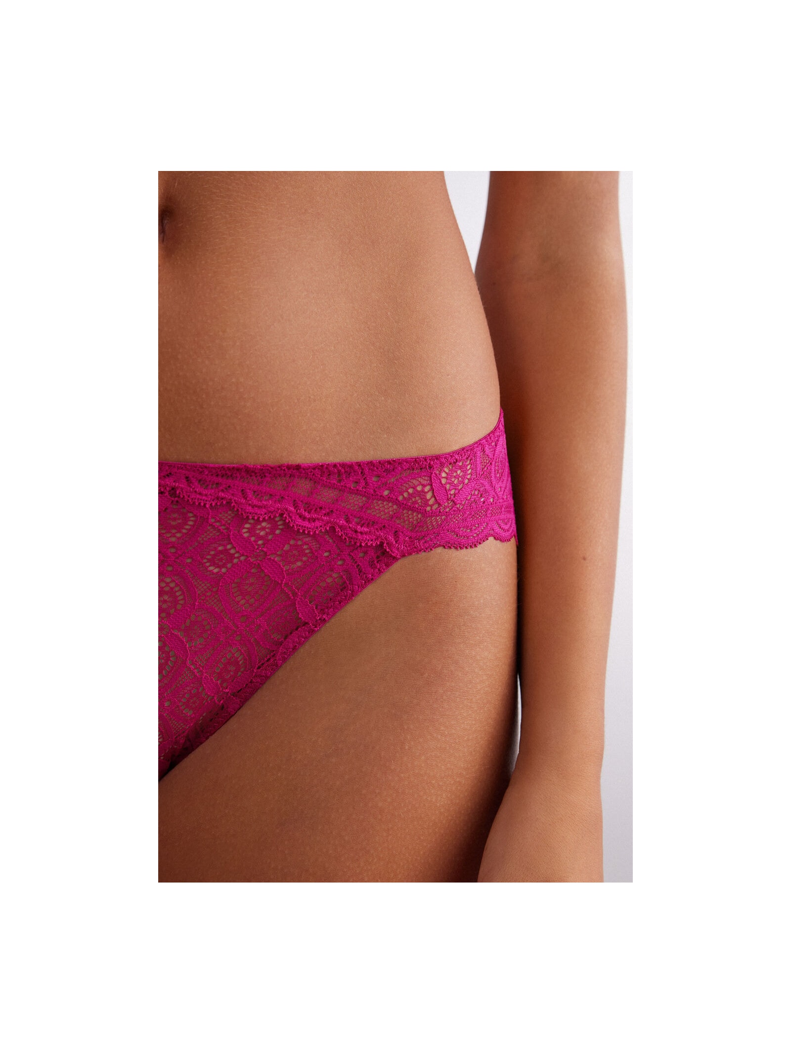 Calcinha Em Renda Cintura Baixa Rosa Intimissimi