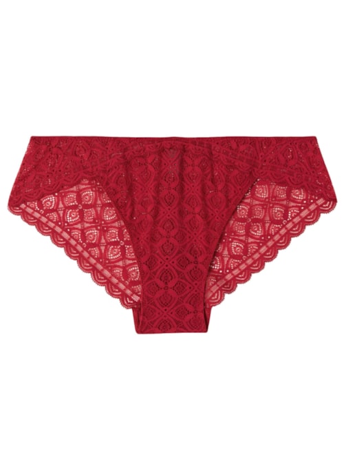 Calcinha Em Renda Cintura Baixa - Vermelho