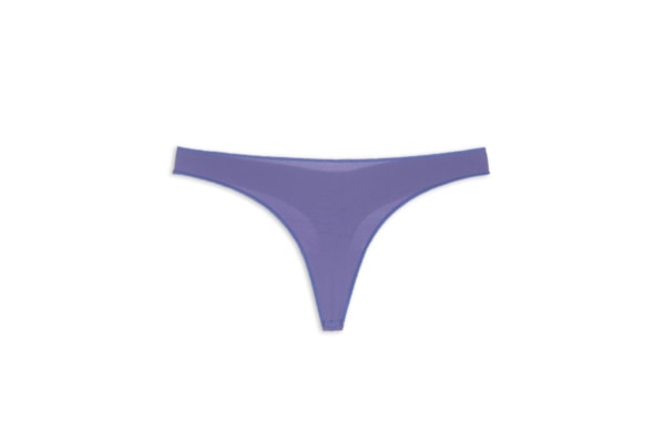 Calcinha Fio Dental Acabamento Invisível Em Microfibra Com Cós Em Renda - Azul