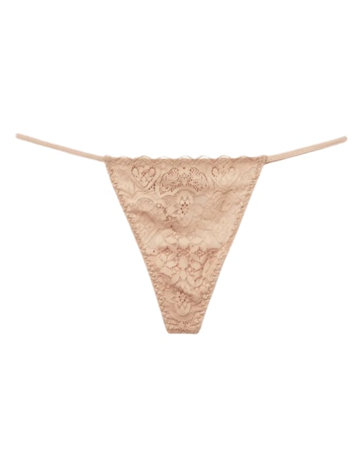 Calcinha Fio Dental Em Renda – Bege