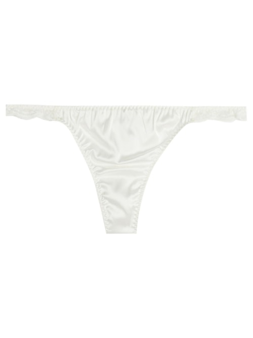 Calcinha Fio Dental Em Seda e Renda - Marfim