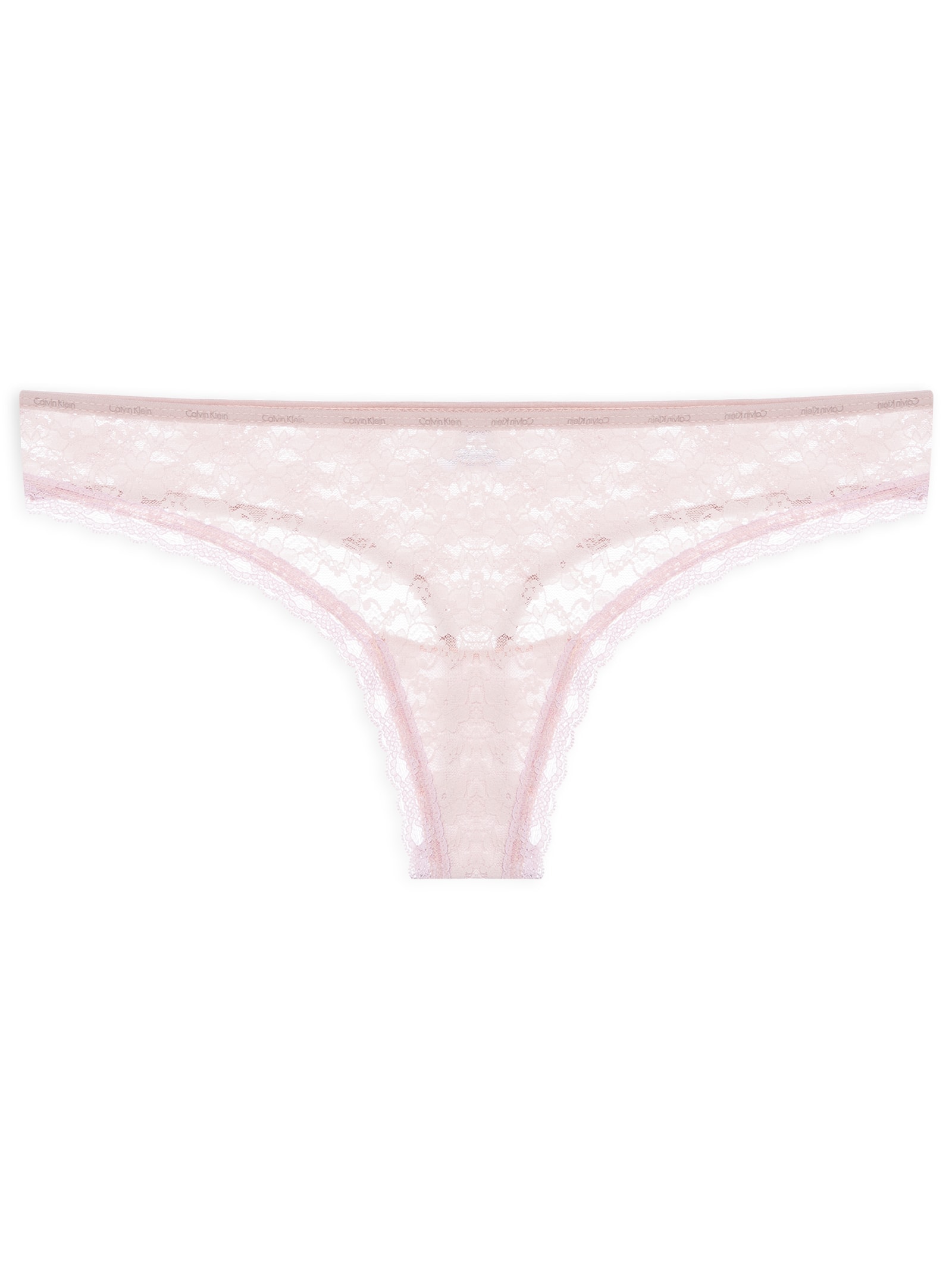 Calcinha Fio Dental Micrologo Lace Rosa Calvin Klein Underwear