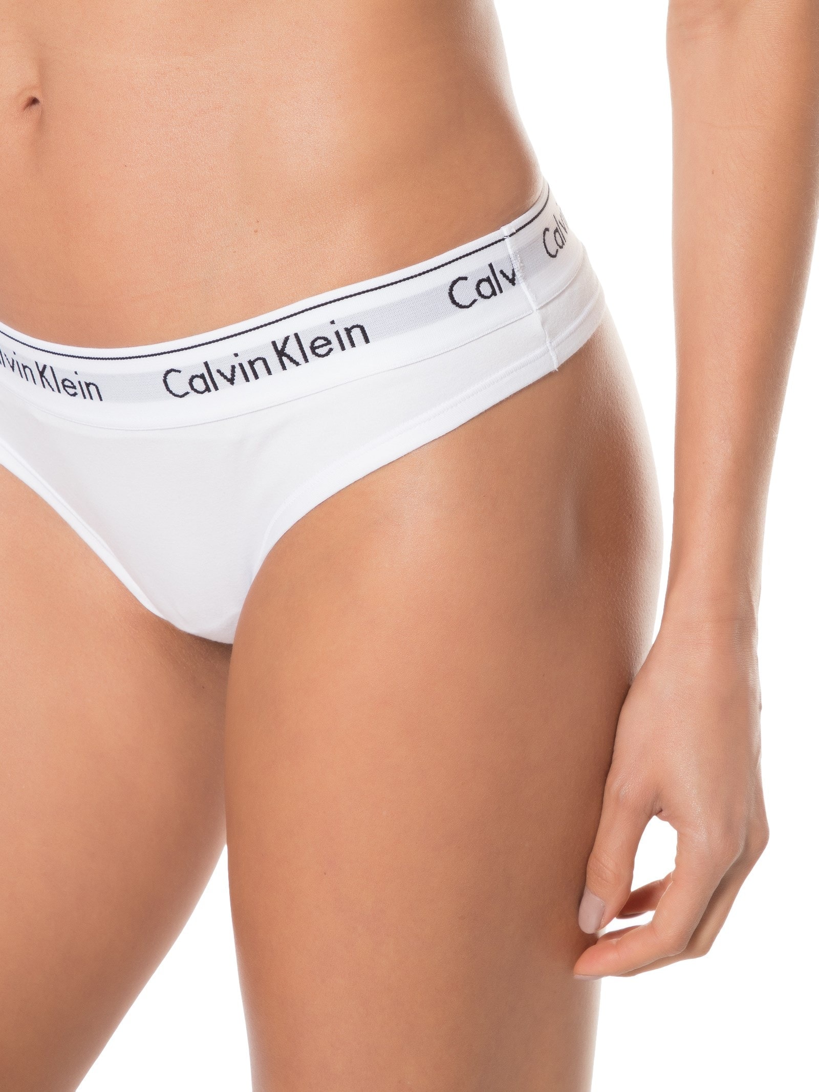 Calcinha Fio Dental Modern Cotton Branco Calvin Klein Underwear