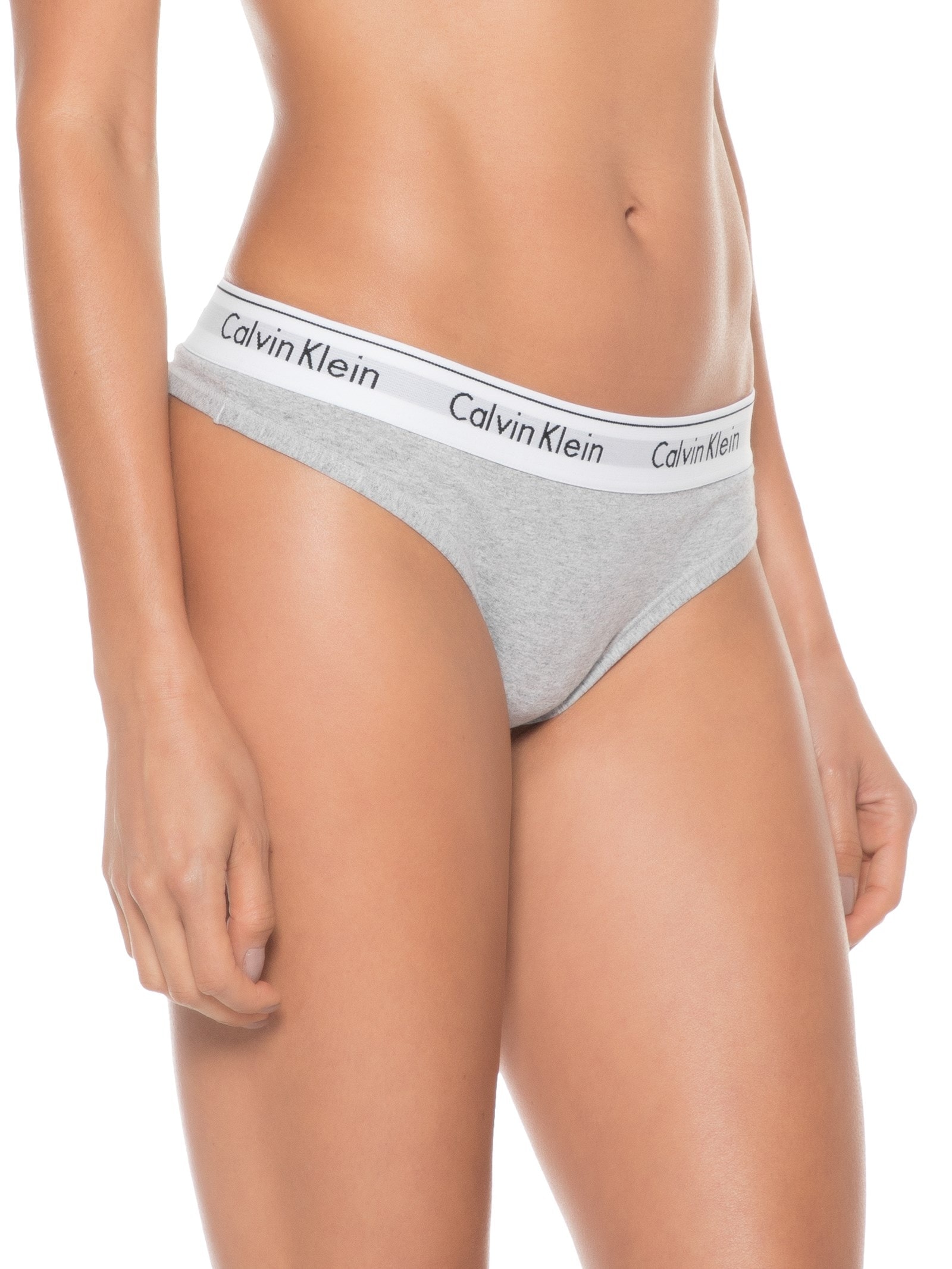 Calcinha Fio Dental Modern Cotton Cinza Calvin Klein Underwear