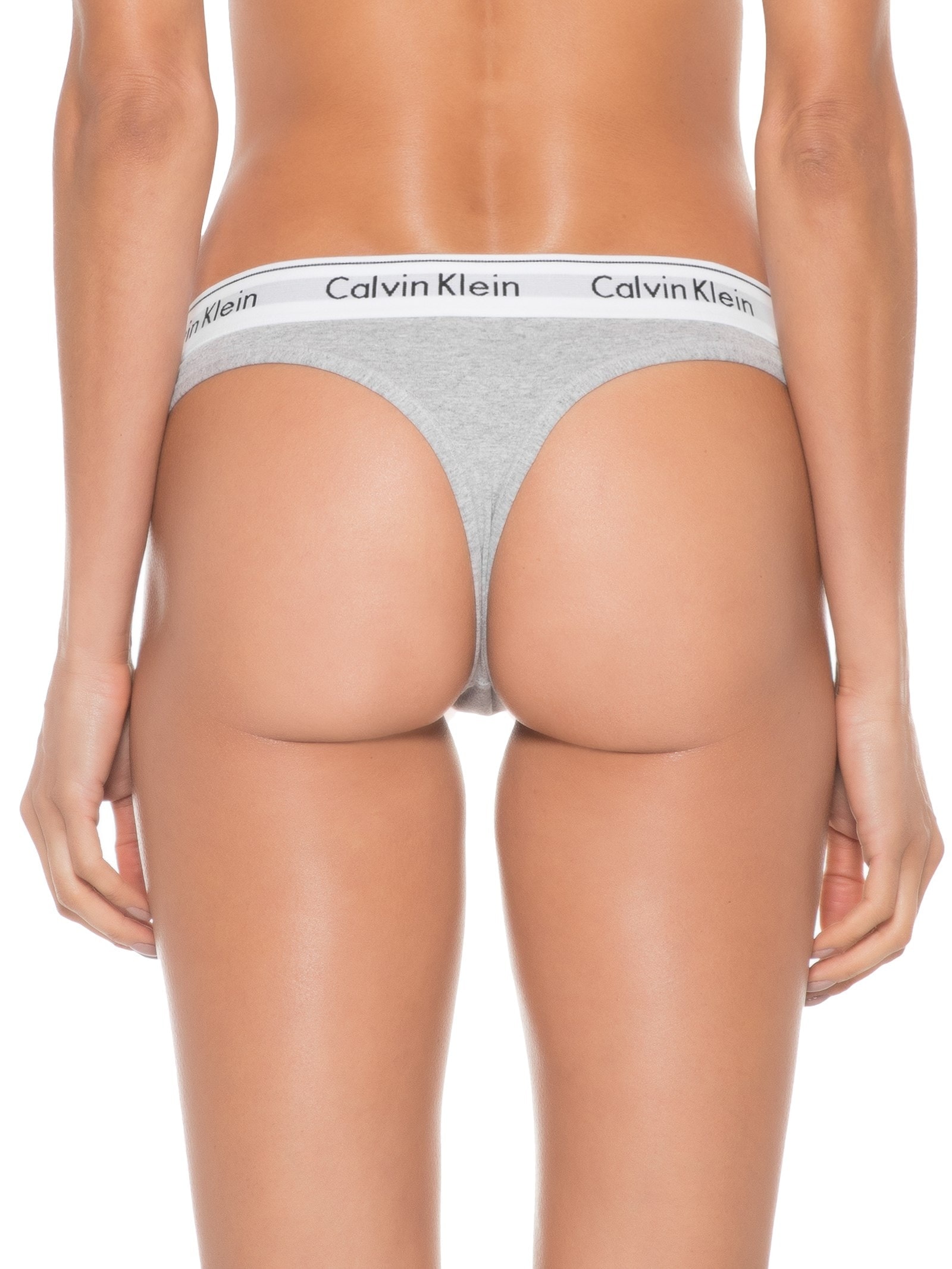 Calcinha Fio Dental Modern Cotton Cinza Calvin Klein Underwear