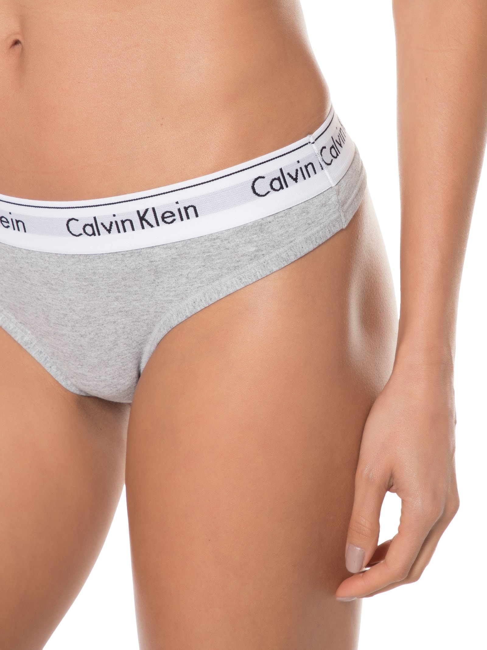 Calcinha Fio Dental Modern Cotton Cinza Calvin Klein Underwear