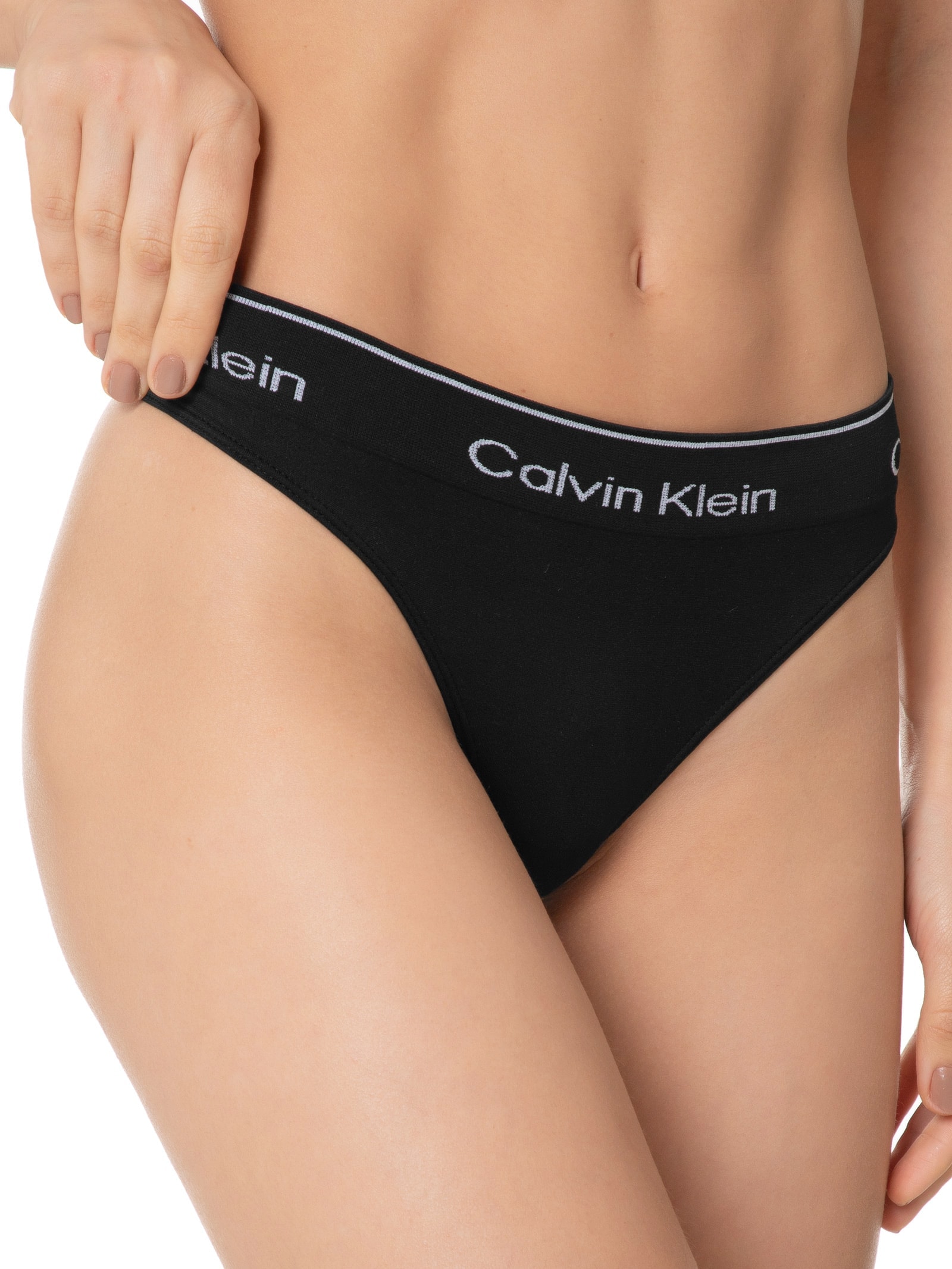 Calcinha Fio Dental Modern Cotton Seamless Preto Calvin Klein Underwear