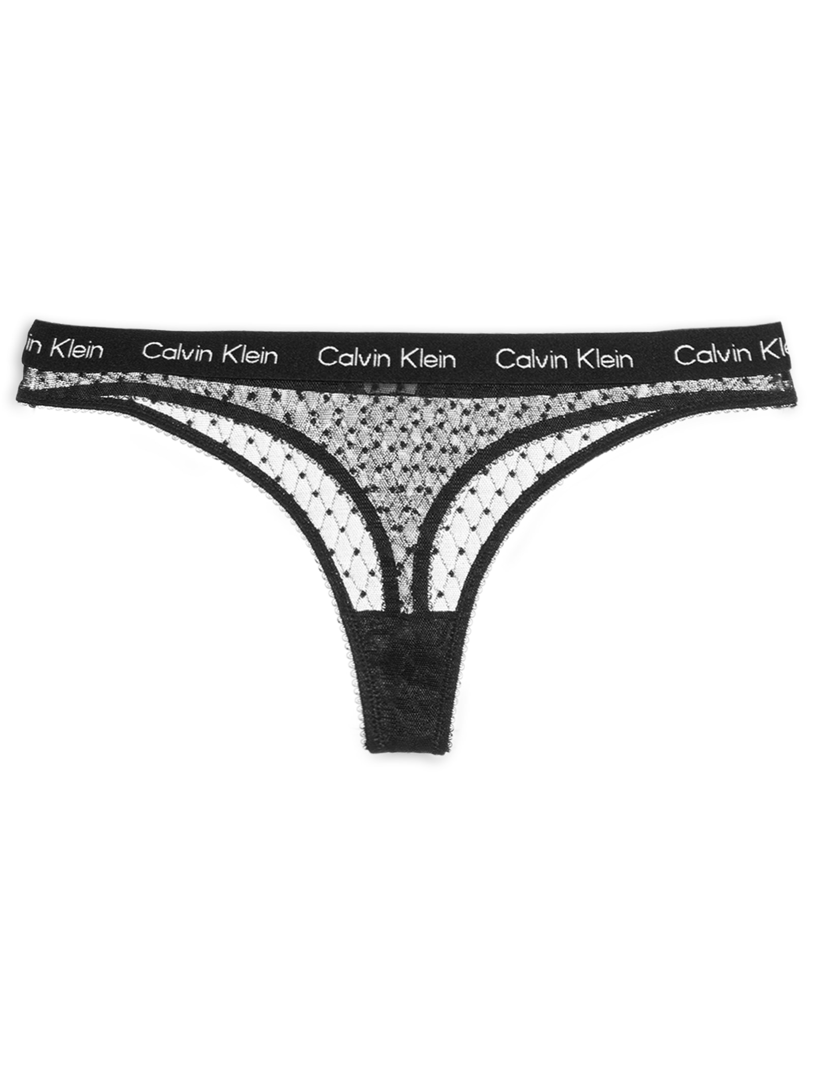 Calcinha Fio Dental Tule Geométrico – Preto Calvin Klein Underwear