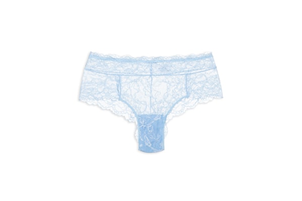 Calcinha Laterais Largas Em Renda - Azul