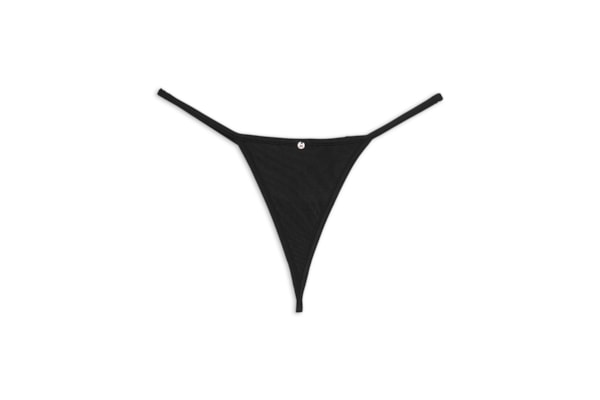 Calcinha String Fio Dental Em Microfibra Acetinada - Preto