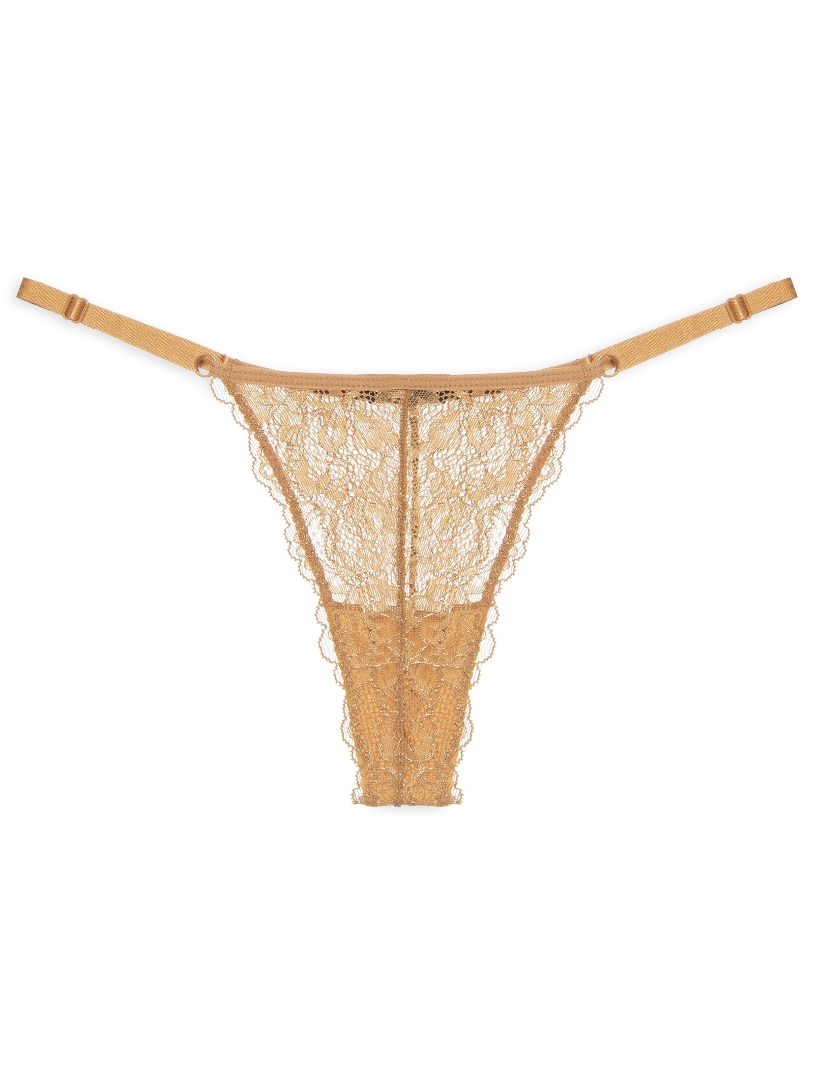 Calcinha String Fio Dental Em Renda Dourado Hope