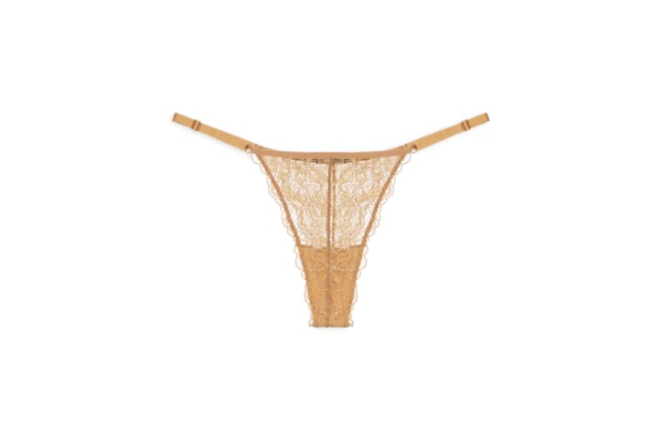 Calcinha String Fio Dental Em Renda - Dourado