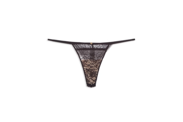 Calcinha String Fio Dental Em Renda - Preto