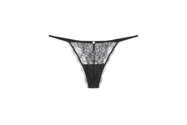 Calcinha String Fio Dental Em Renda - Preto