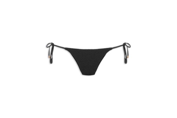 Calcinha Tanga Amarradinho Textura Liso - Preto