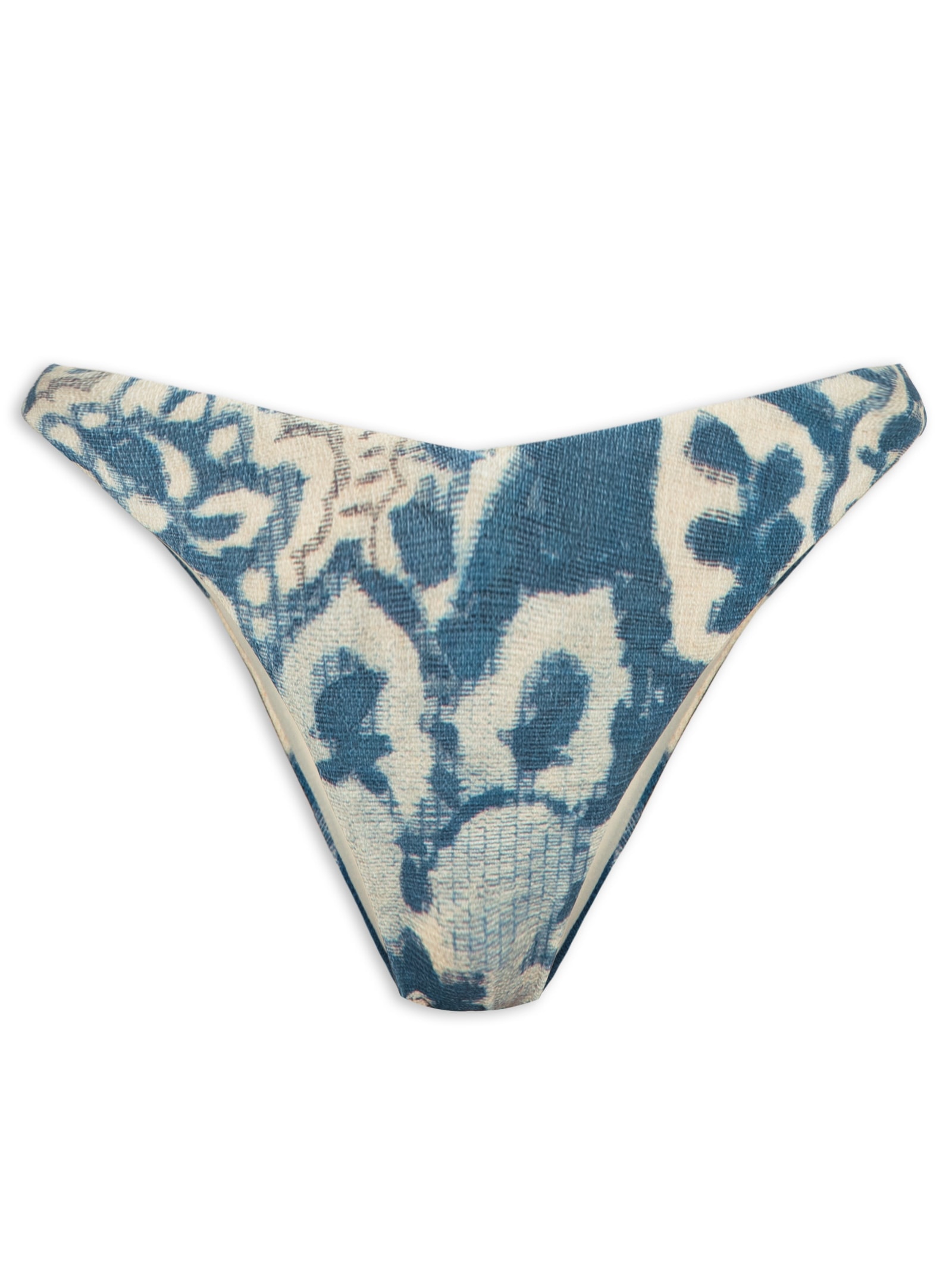 Calcinha Tanga Asa Delta Textura Estampada Azul Cia Marítima