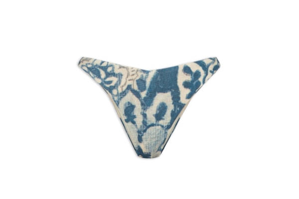 Calcinha Tanga Asa Delta Textura Estampada - Azul