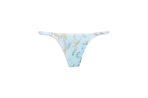 Calcinha Tanga Lateral Estreita Estampada - Azul