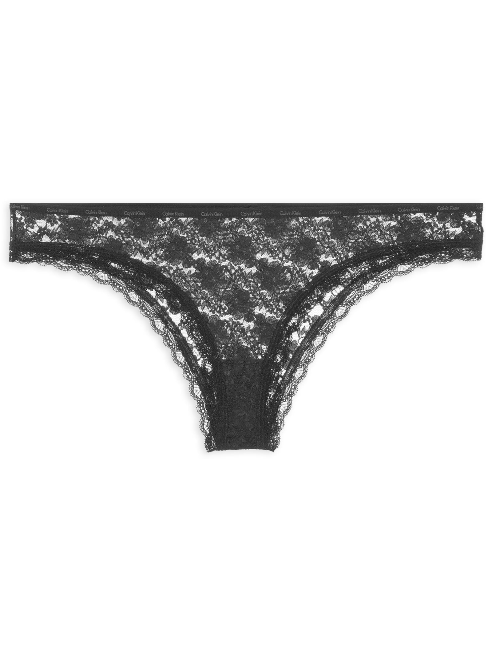 Calcinha Tanga Micrologo Lace Preto Calvin Klein Underwear