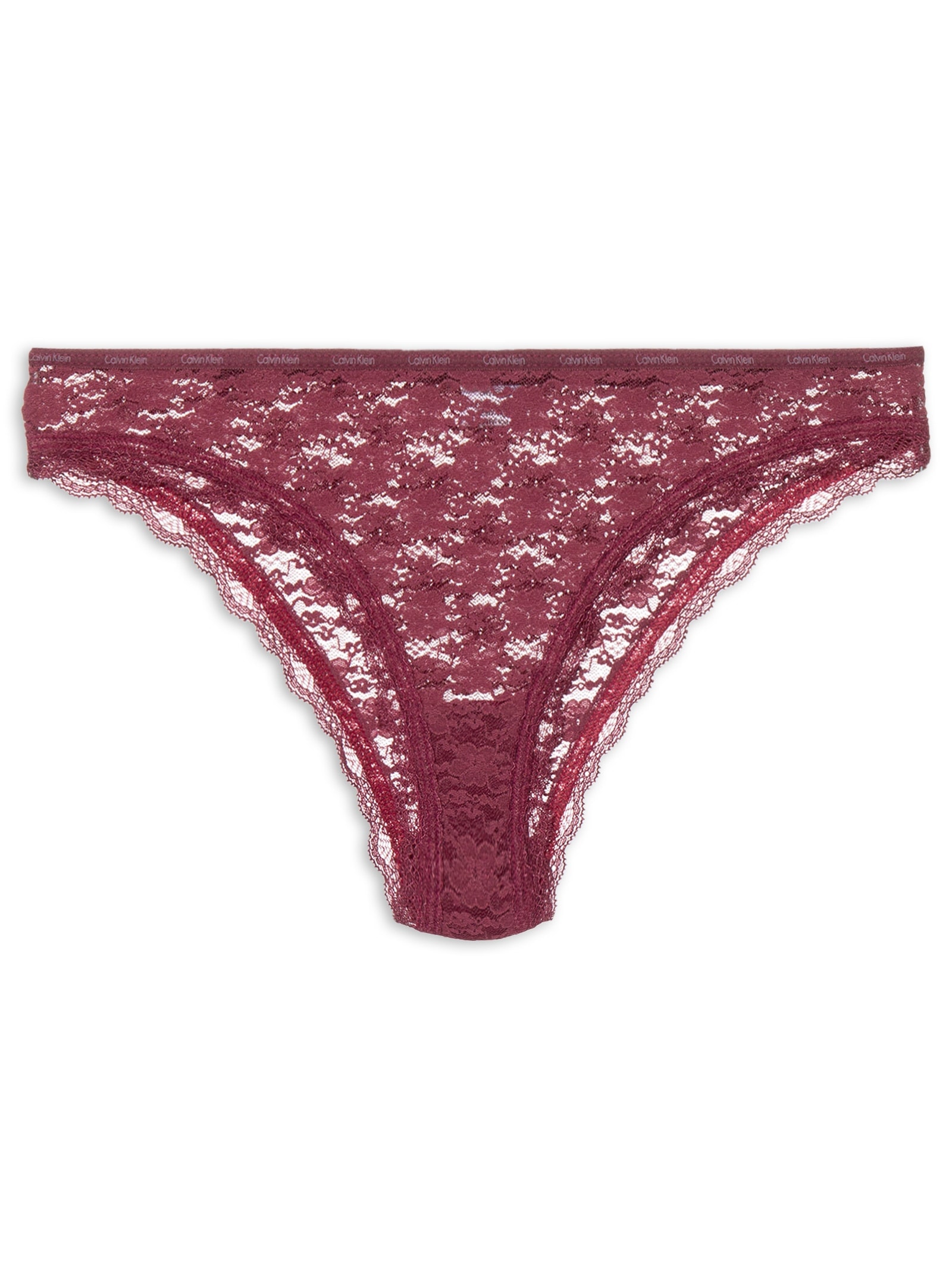 Calcinha Tanga Micrologo Lace Vinho Calvin Klein Underwear