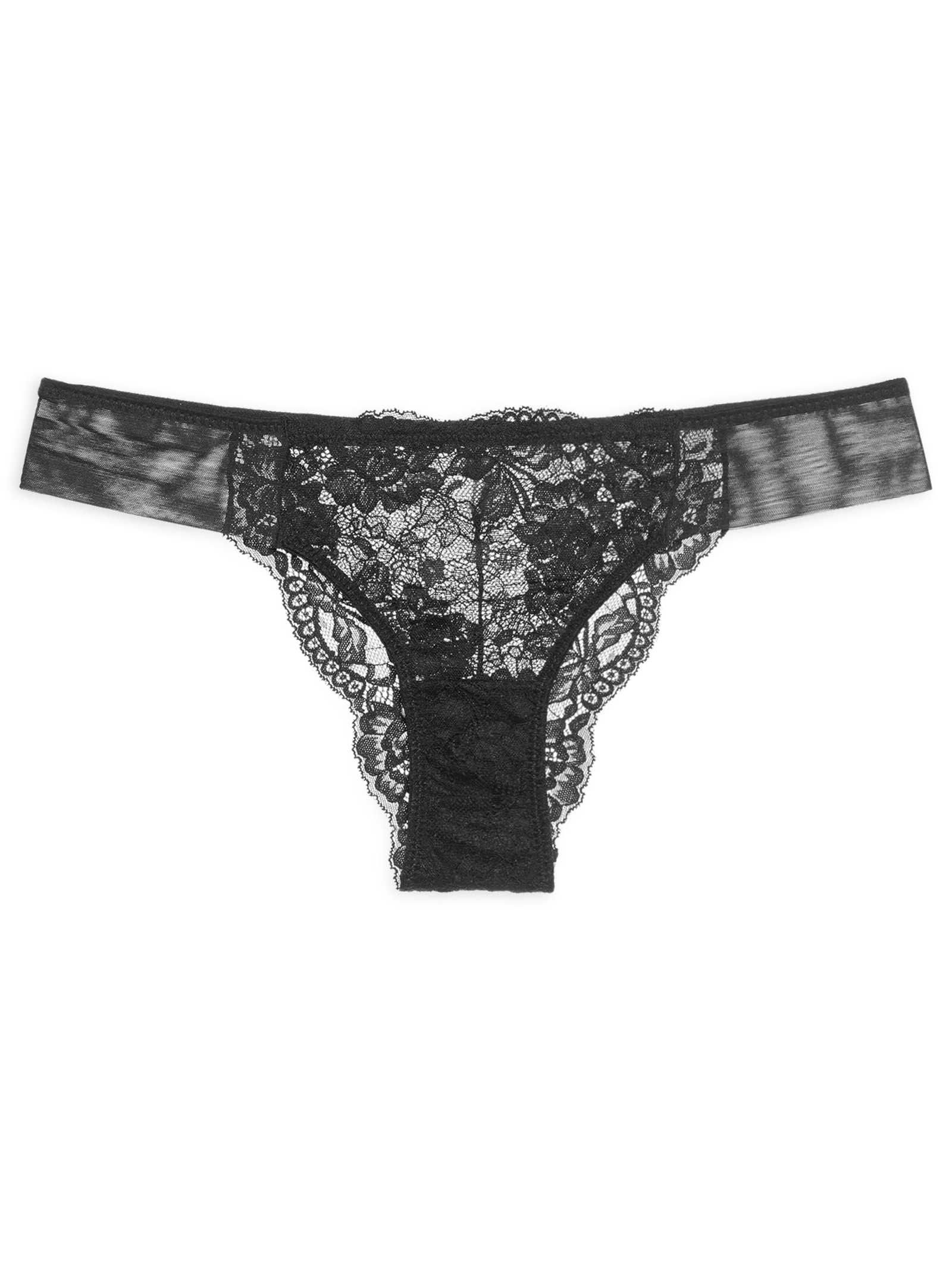 Calcinha Tanga Renda Classic Lace Preto Calvin Klein Underwear
