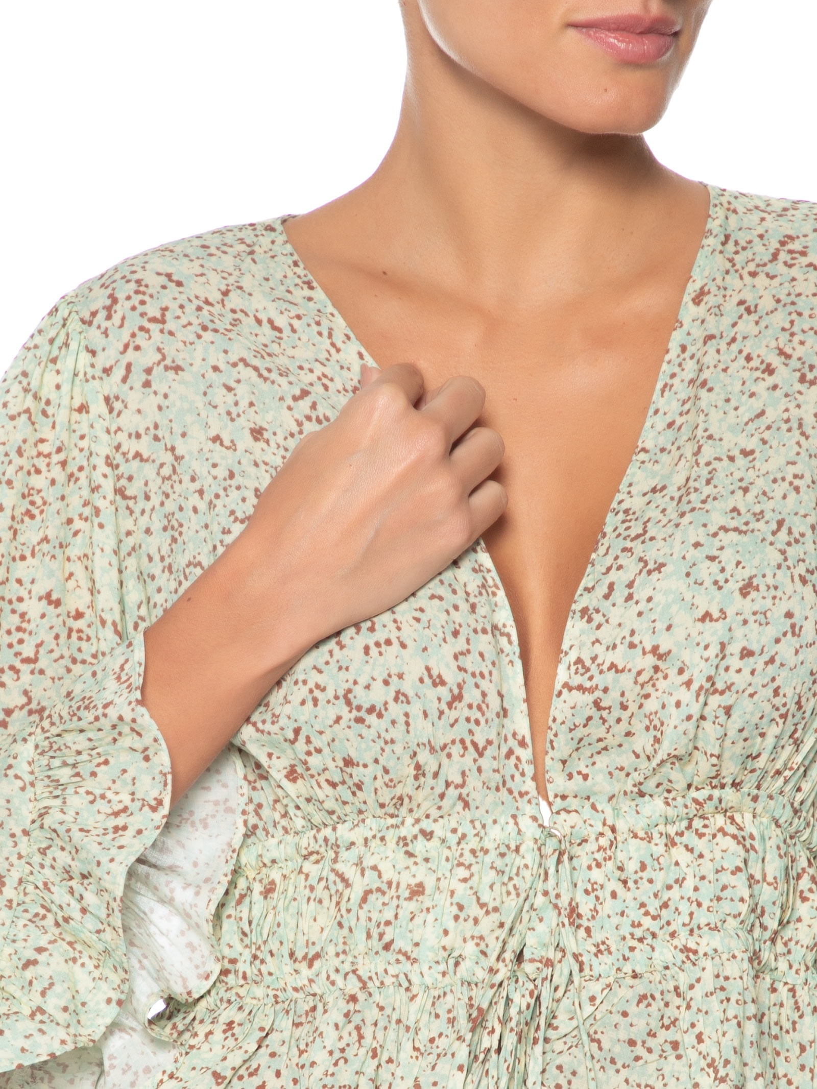 Camisa Bata Estampa Grão – Bege Dress To