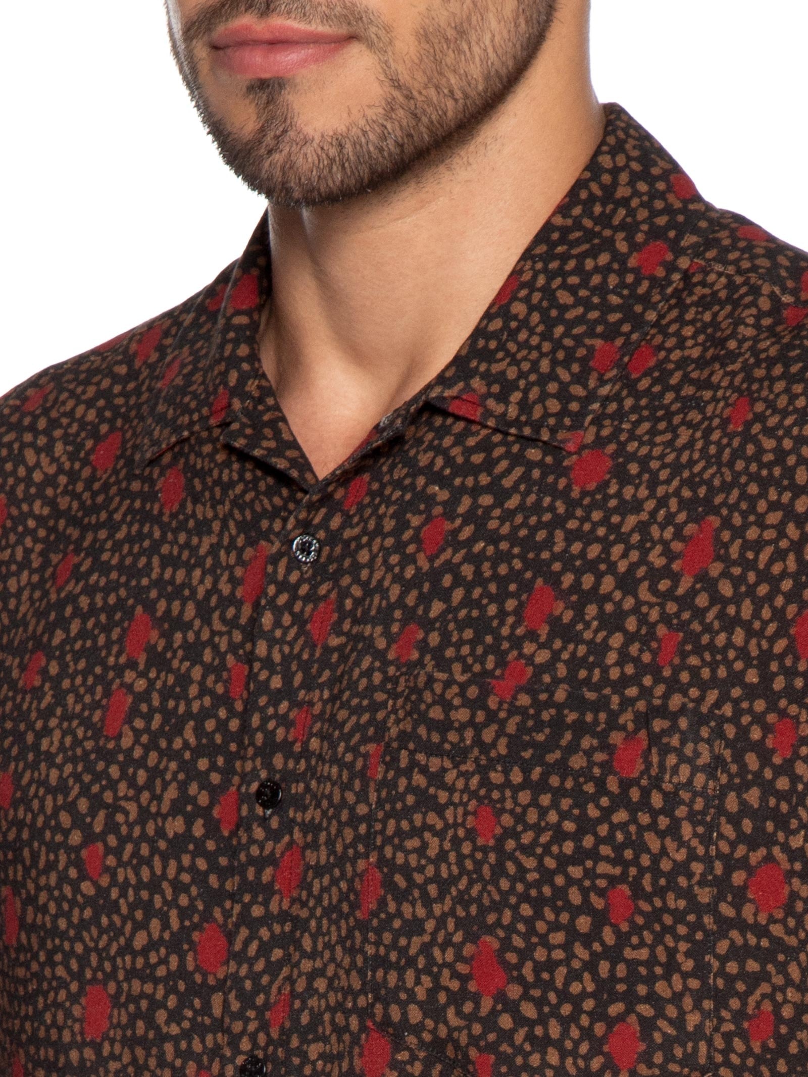 Camisa Casual Manga Curta Masculina Bug Dots Preto Osklen