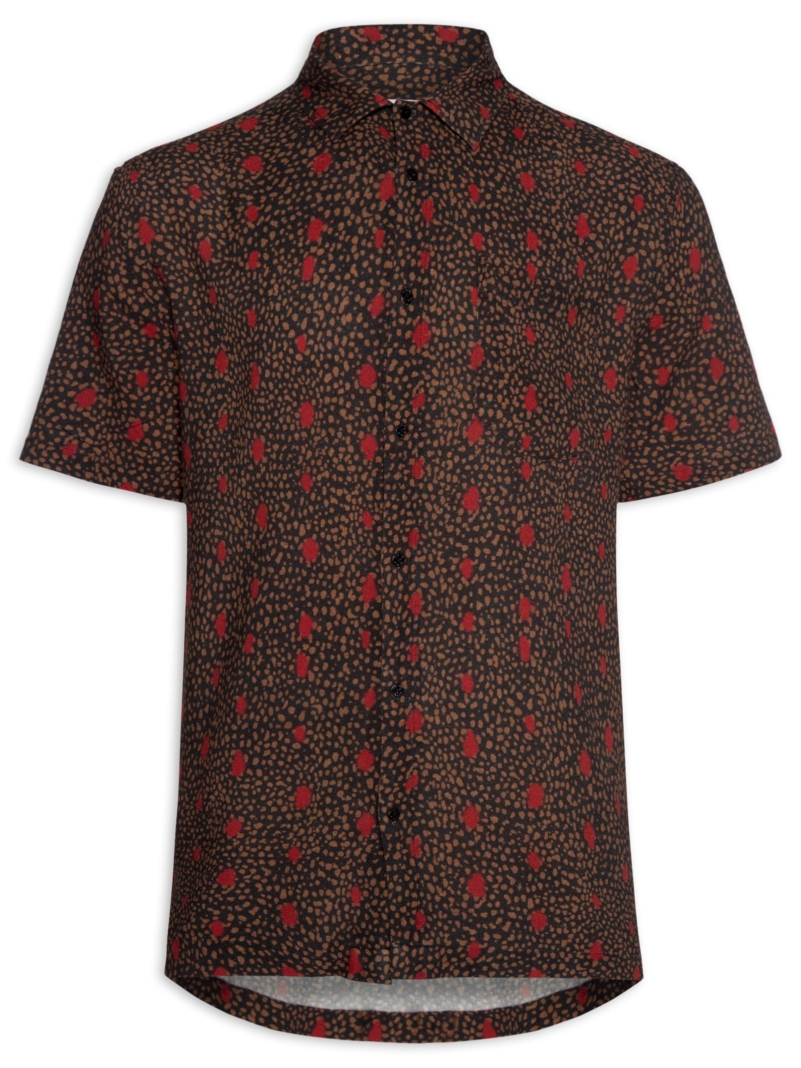 Camisa Casual Manga Curta Masculina Bug Dots Preto Osklen