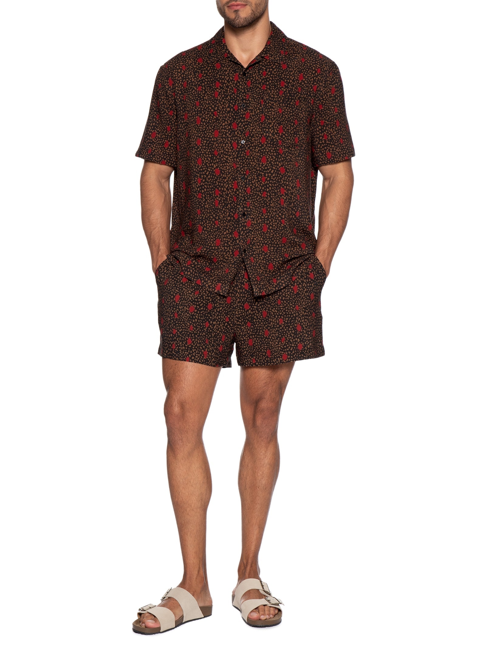 Camisa Casual Manga Curta Masculina Bug Dots Preto Osklen