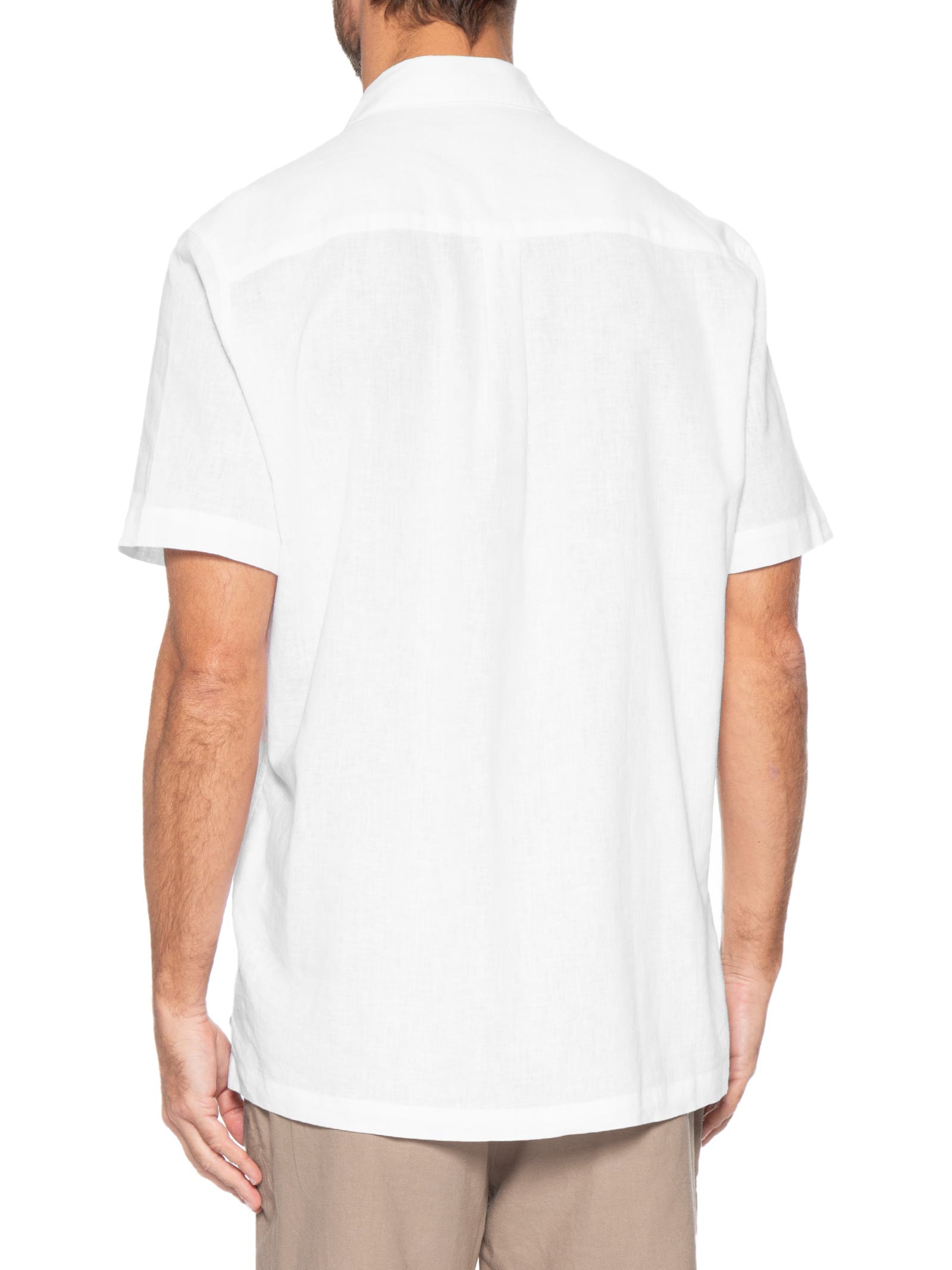 Camisa Casual Manga Curta Masculina Linen Lace – Branco Osklen