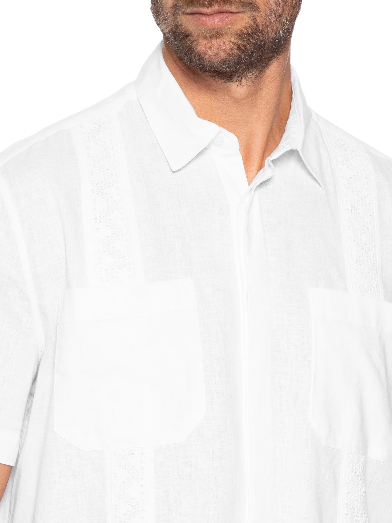 Camisa Casual Manga Curta Masculina Linen Lace – Branco Osklen