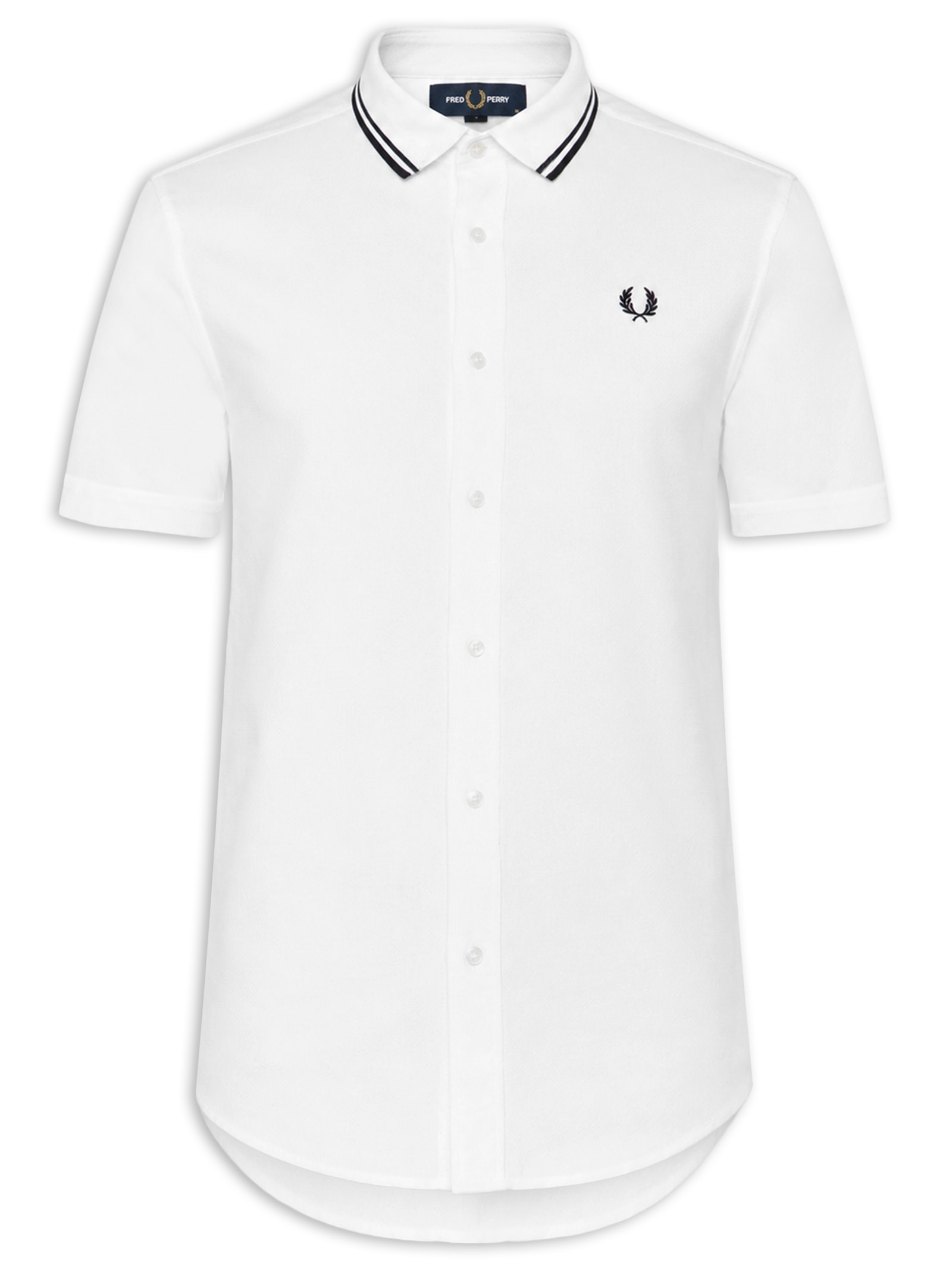 Camisa Casual Masculina Collar Branco Fred Perry
