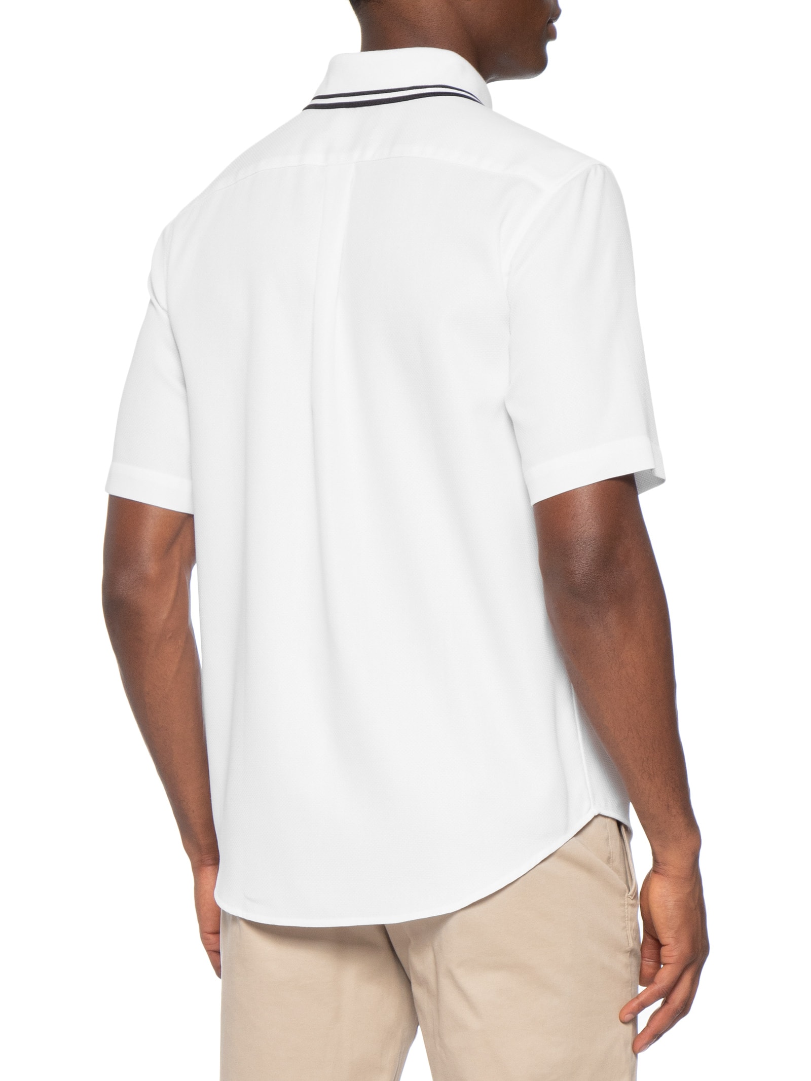 Camisa Casual Masculina Collar Branco Fred Perry