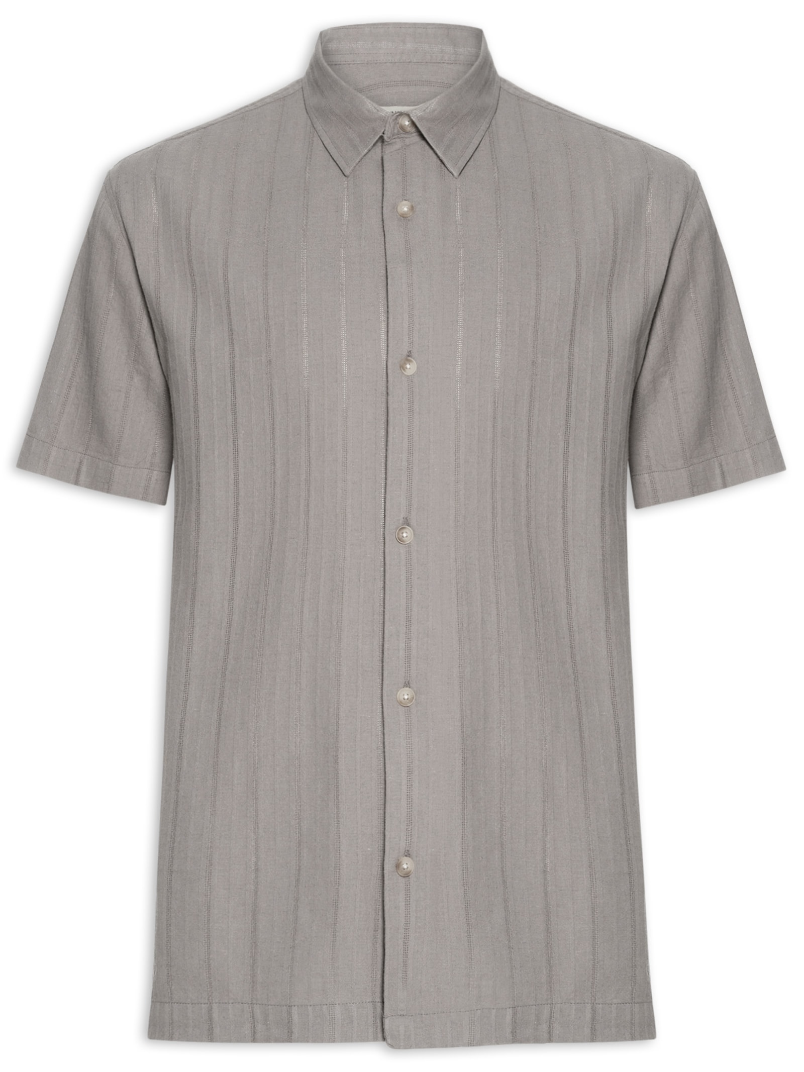 Camisa Casual Masculina Com Listras Texturizadas Cinza Hering