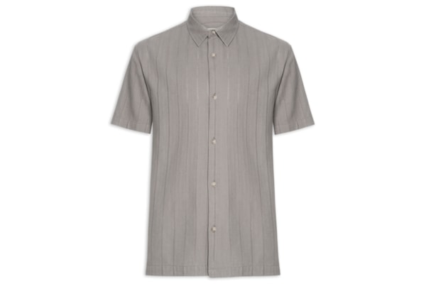 Camisa Casual Masculina Com Listras Texturizadas - Cinza