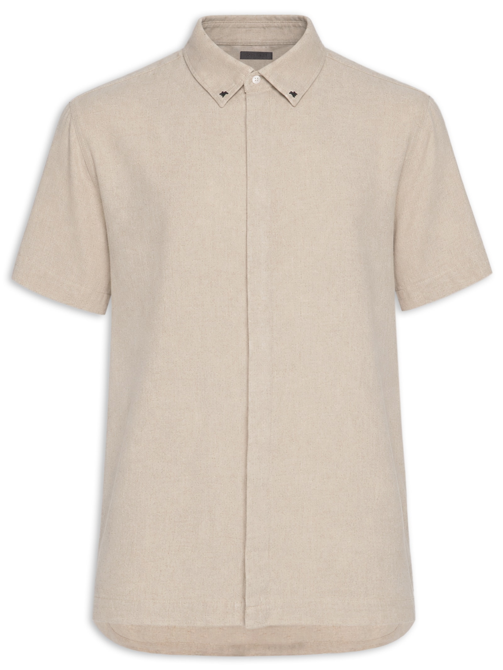 Camisa Casual Masculina Linen Arabesco Palmeiras Bege Osklen