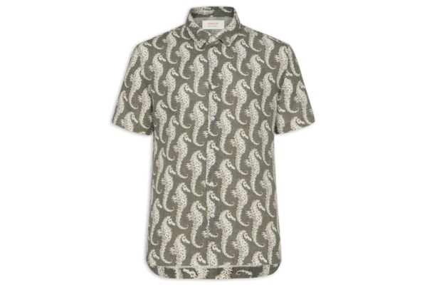 Camisa Casual Masculina Linen Seahorse Green - Verde