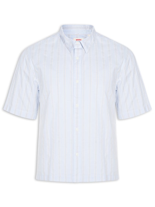 Camisa Casual Masculina Loose Fit Lama Boxy – Azul
